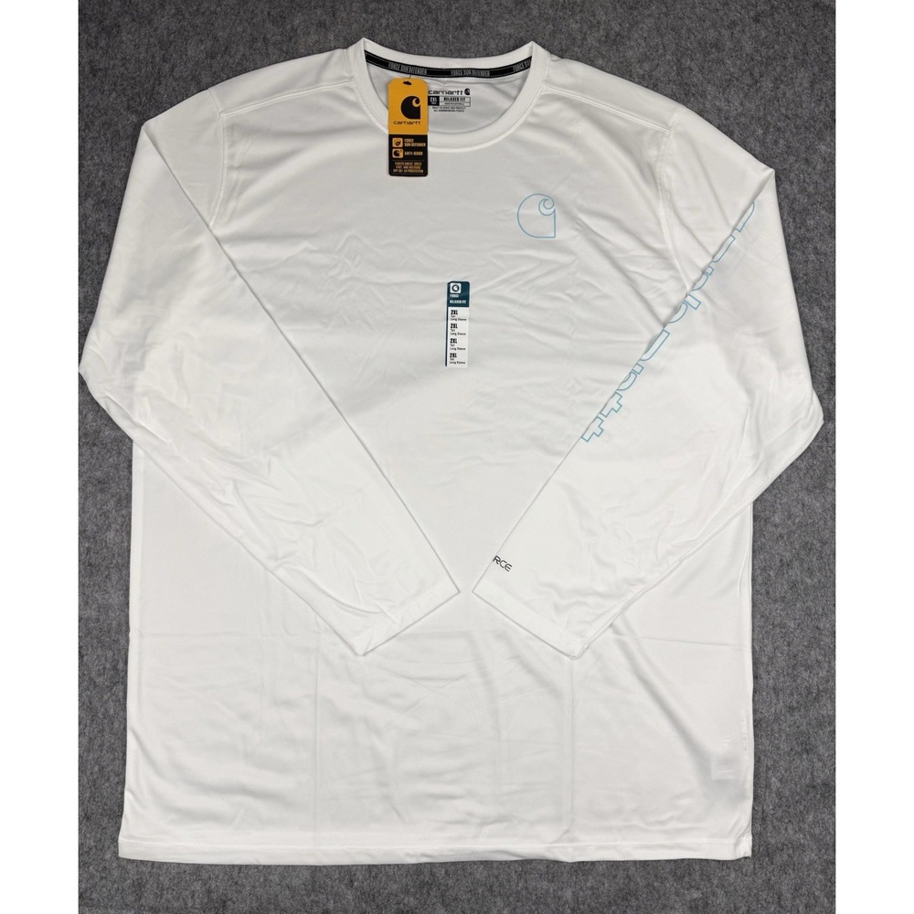 NWT Carhartt Mens Force Sun Defender Lightweight Long Sleeve T-Shirt 2XLT White